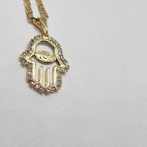 Brand New  Brazilian 18k Gold Filled Hamsa  Necklace
